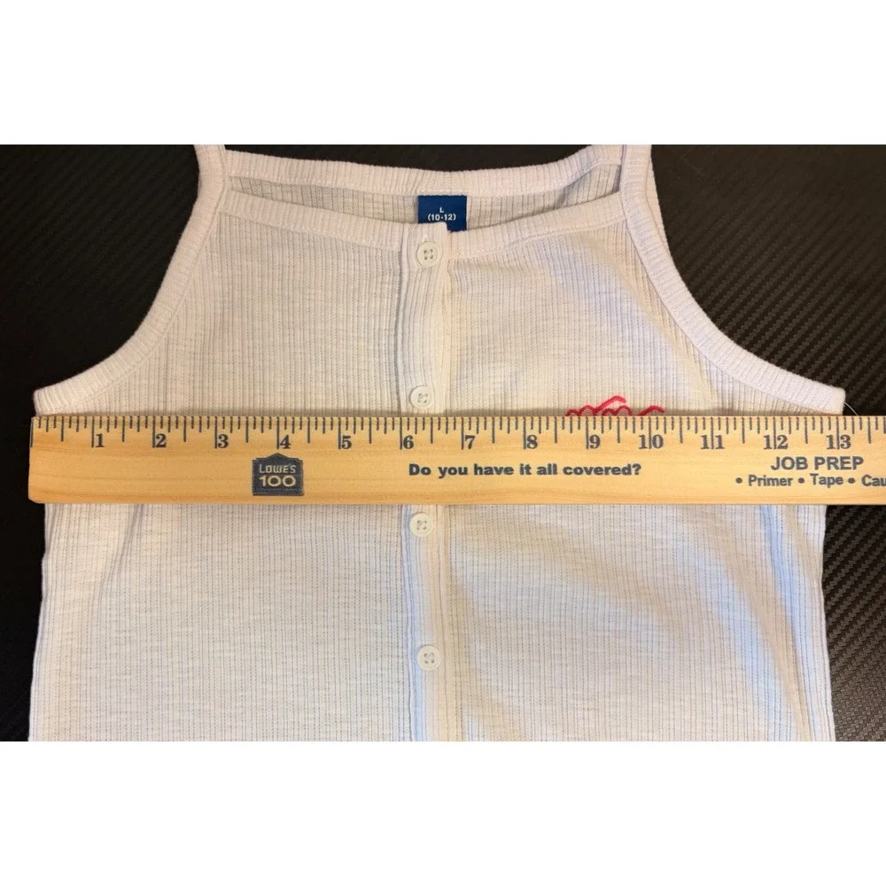 Old Navy Girls Rib-Knit Cami Tank Top 2-Pack Pink White Button Front Size L 10